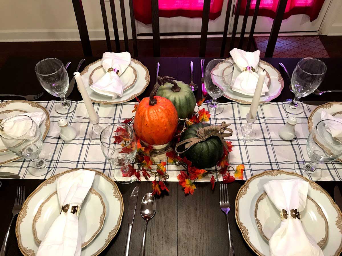 Fall tablescape with pumpkins